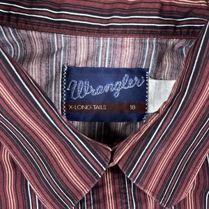 Wrangler Western Shirt XXL Extra Long Tail Multicolor Pearl Snap Striped Rodeo